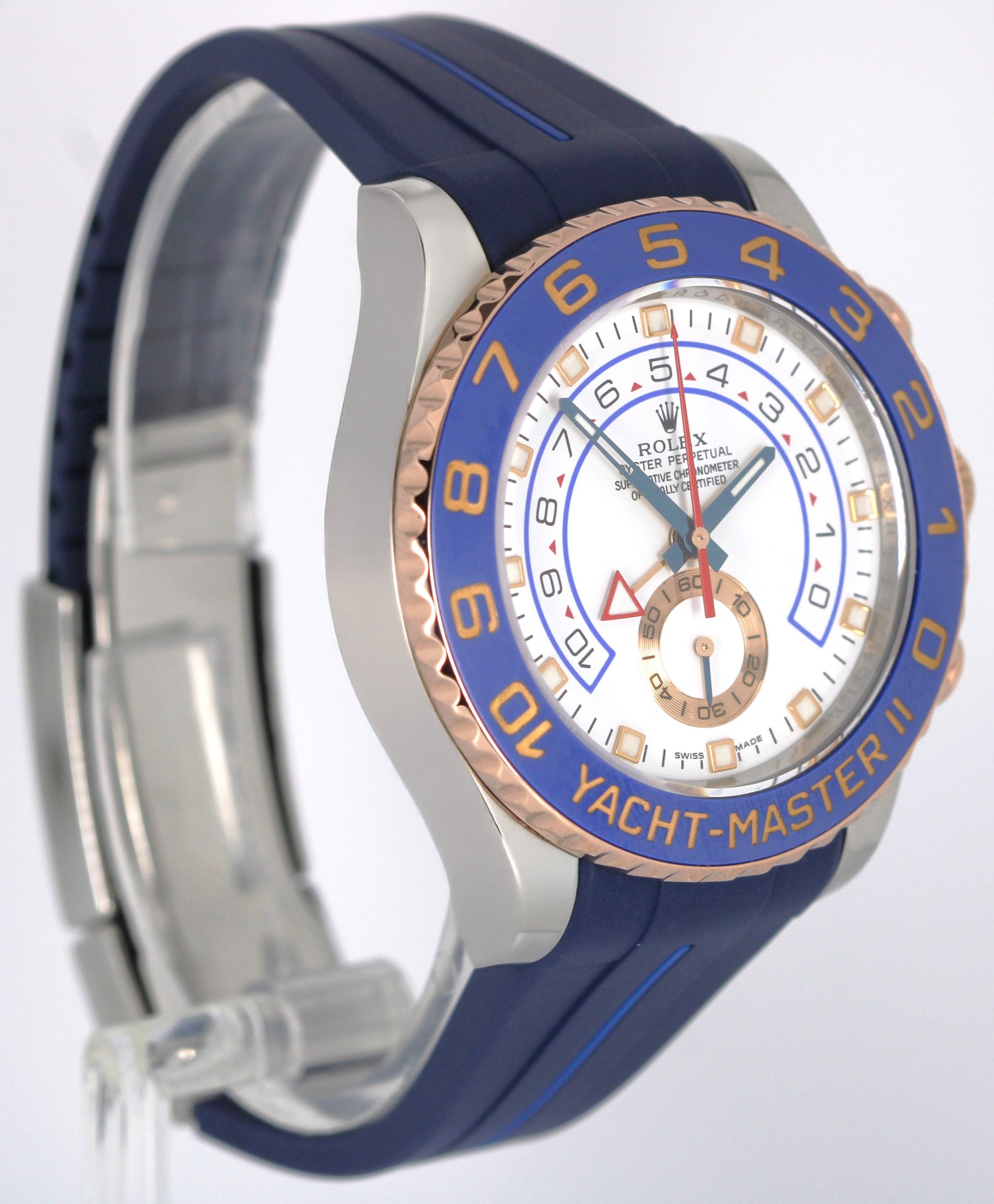Rolex Yacht-Master II Two-Tone 18K Rose Gold Steel White 44mm Blue 116681 Watch