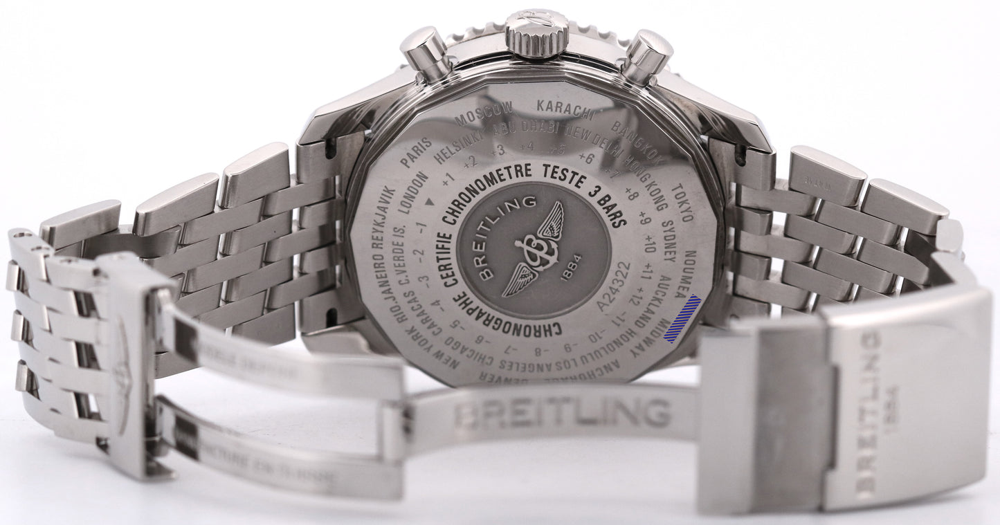 2019 PAPERS Breitling Navitimer World GMT Steel 46mm Chronograph A24322 BOX