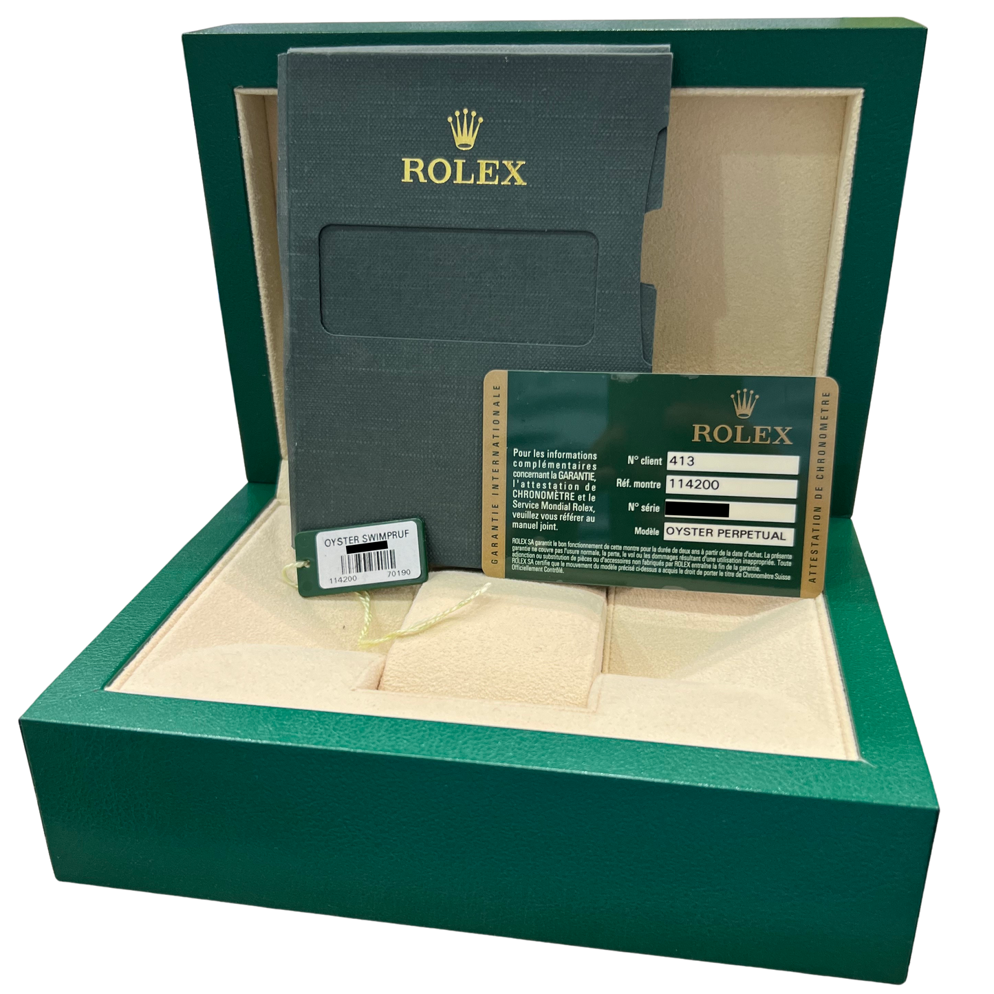 2012 PAPERS Rolex Air-King BLUE 3-6-9 Stainless Steel 34mm Watch 114200 BOX
