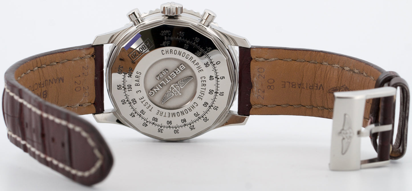 PAPERS Breitling Navitimer B01 43mm Steel BLACK Chronograph Watch AB0120 BOX