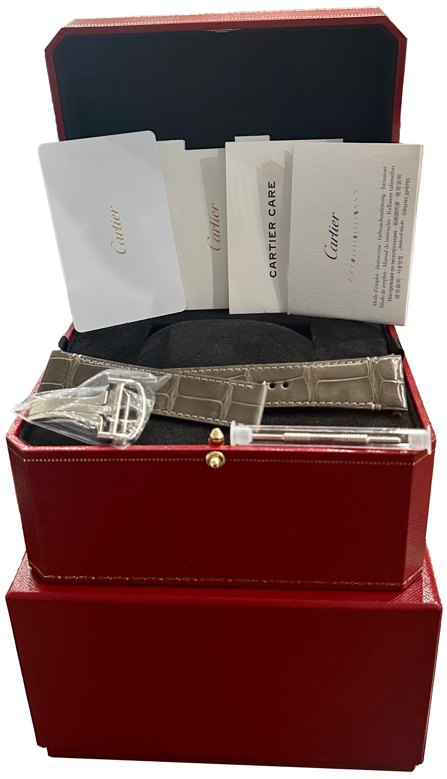 NEW PAPERS Cartier Santos 39.8mm Gray 18K Gold Steel Watch 4072 W2SA0030 BOX