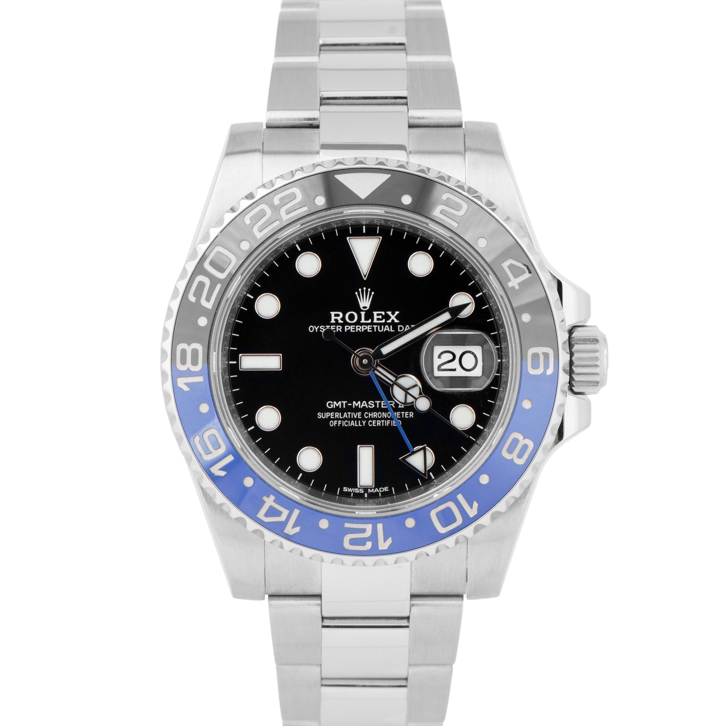 Rolex GMT-Master II Batman Blue Black Stainless Steel 40mm Watch 116710 BLNR