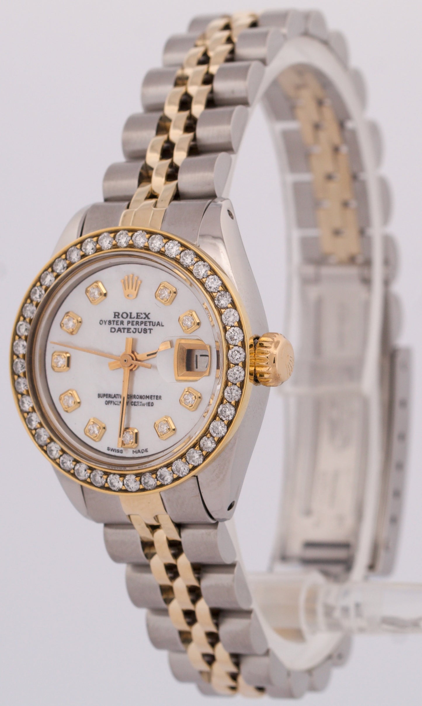VINTAGE Rolex DateJust 26mm MOP DIAMOND 18K Yellow Gold Steel JUBILEE 6917 BOX