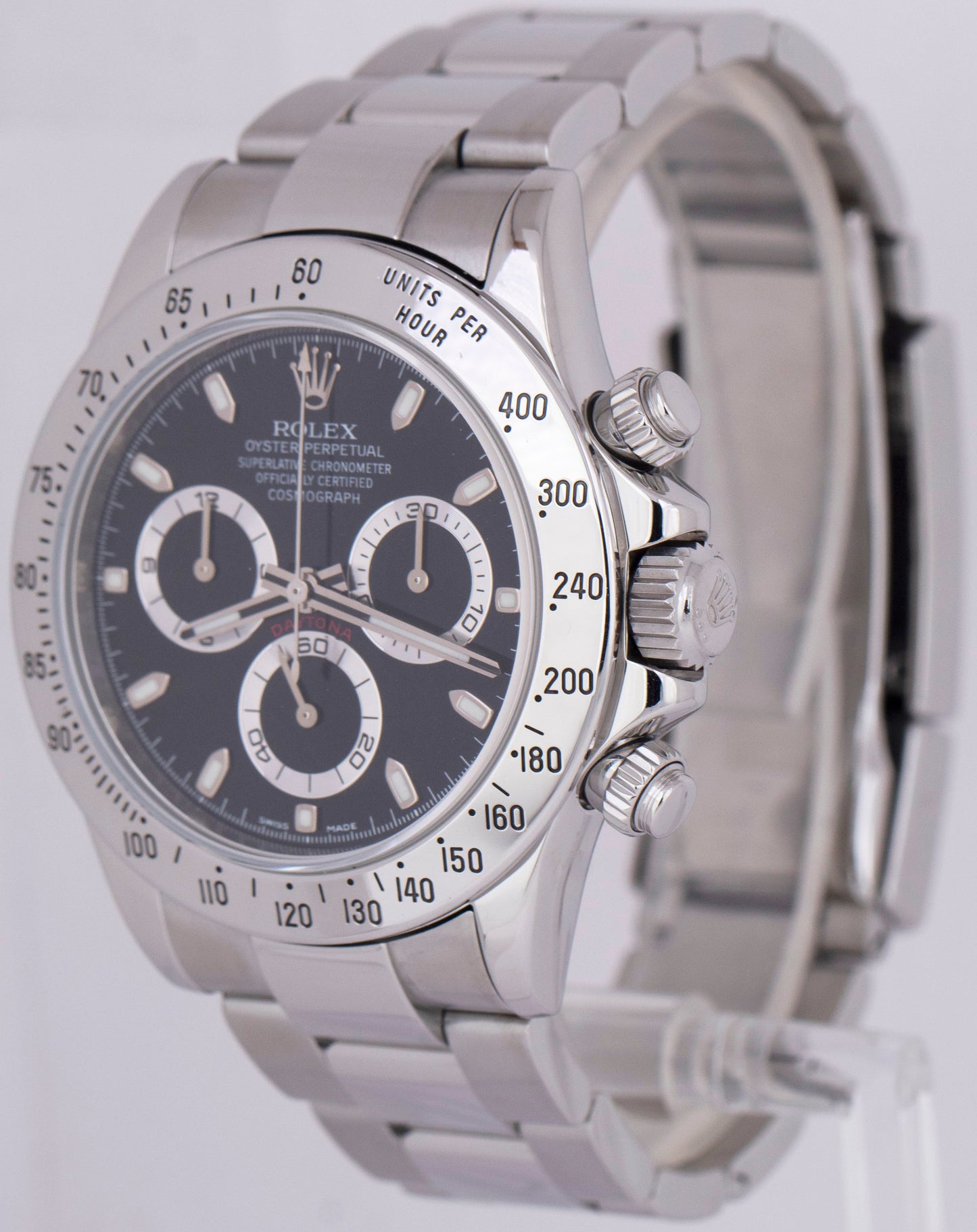 Rolex Daytona Cosmograph PAPERS REHAUT Stainless Black 40mm Watch 116520 B+P