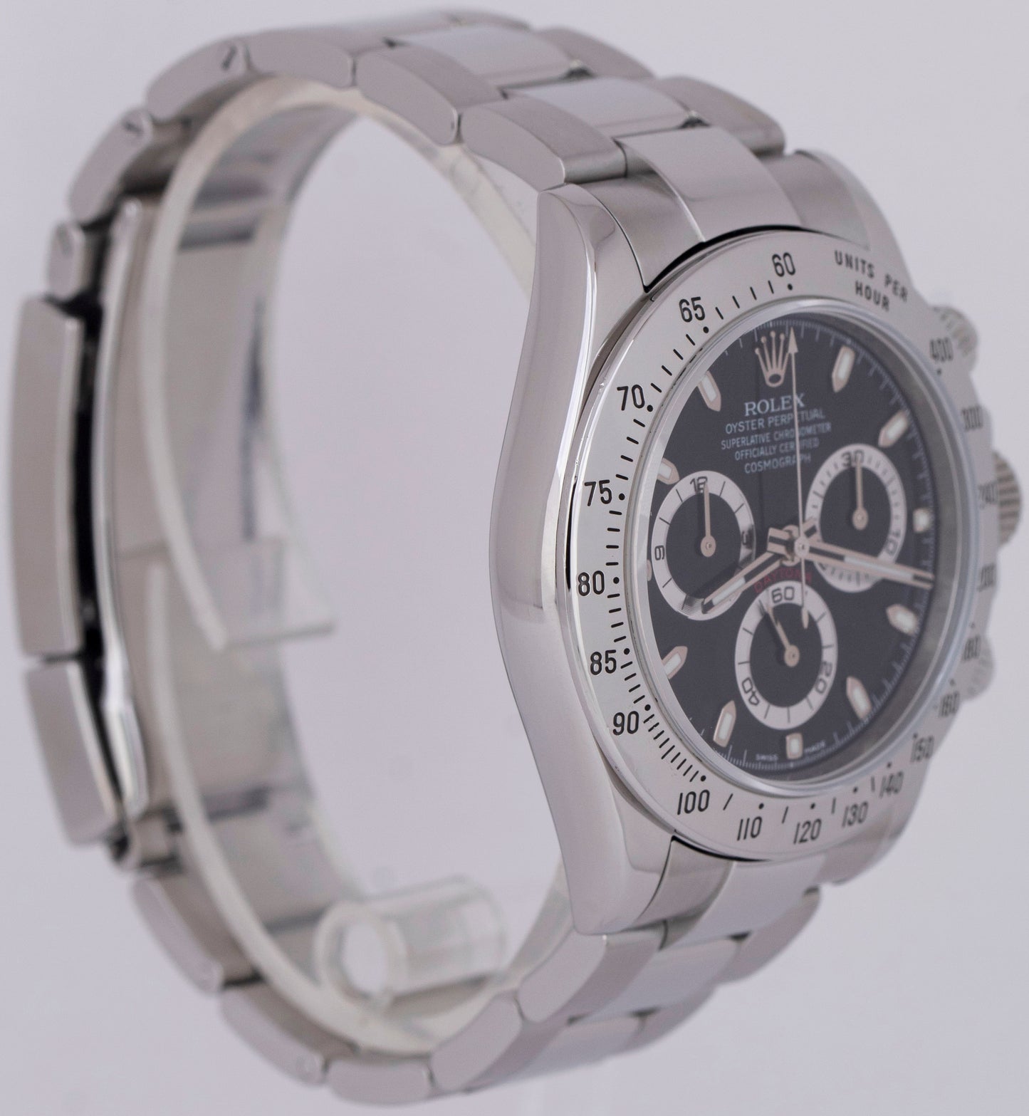 Rolex Daytona Cosmograph PAPERS REHAUT Stainless Black 40mm Watch 116520 B+P