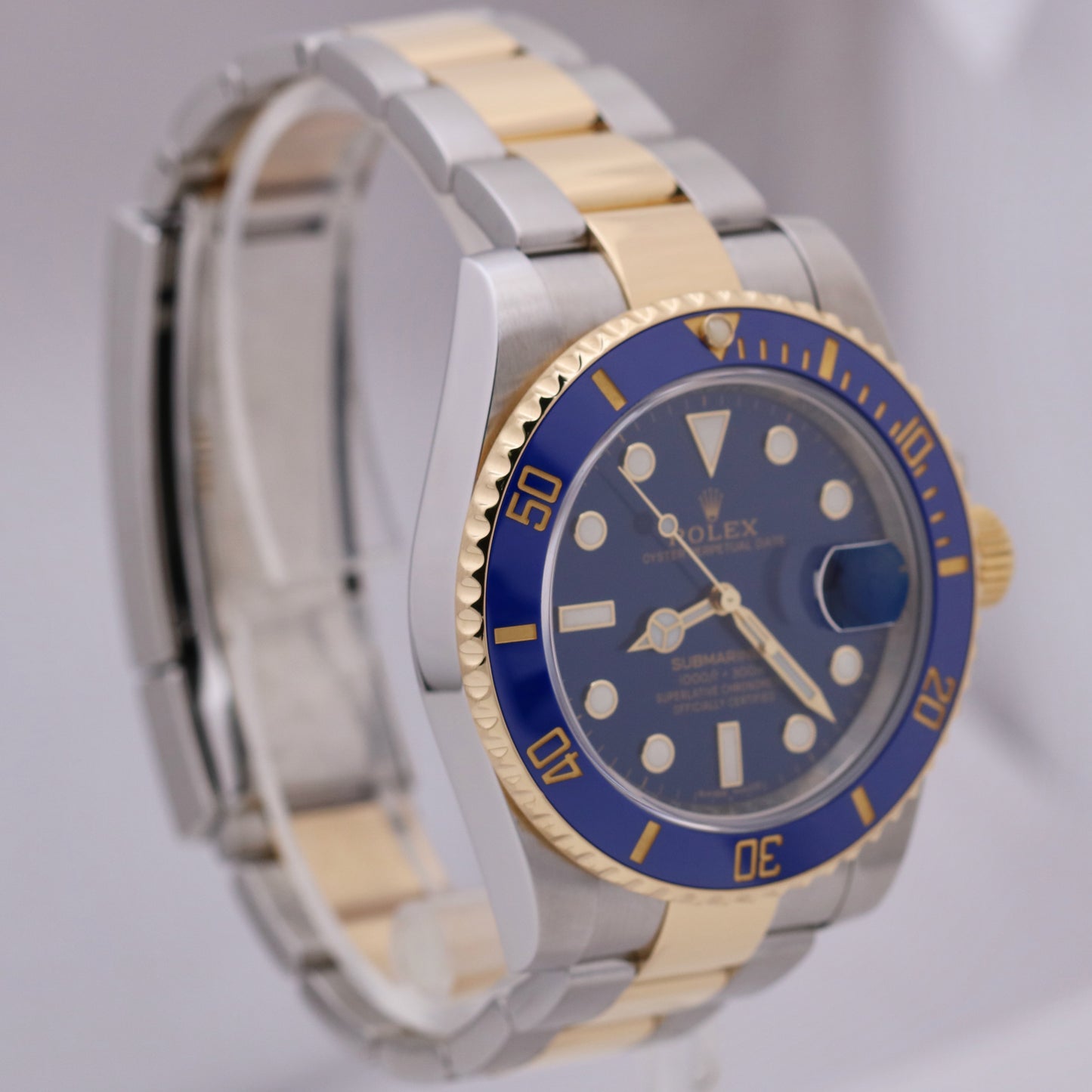 MINT Rolex Submariner Date BLUE Two-Tone 18K Yellow Gold Stainless 116613 LB