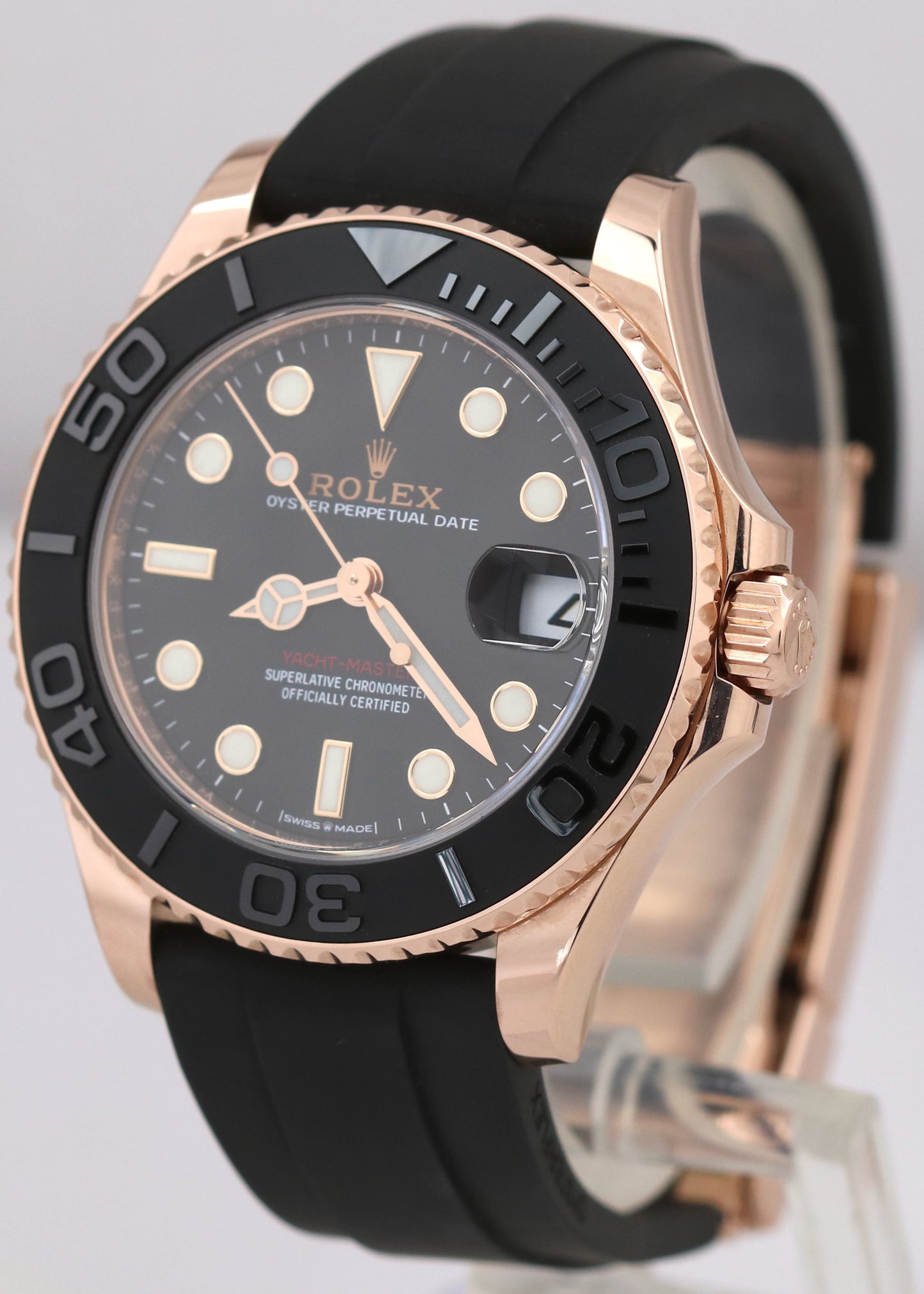MINT Rolex Yacht-Master 18k Rose Gold Oysterflex Black 37mm 268655 Watch BOX