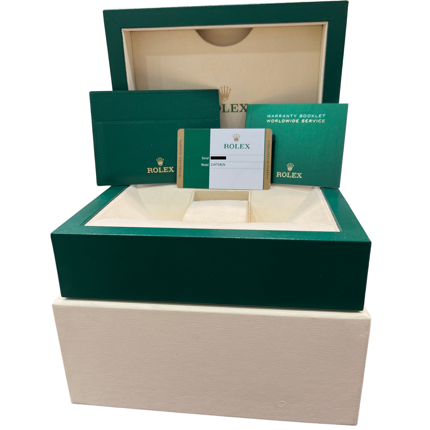 2017 PAPERS Rolex GMT-Master II GREEN 18K Yellow Gold Oyster 40mm 116718 BOX