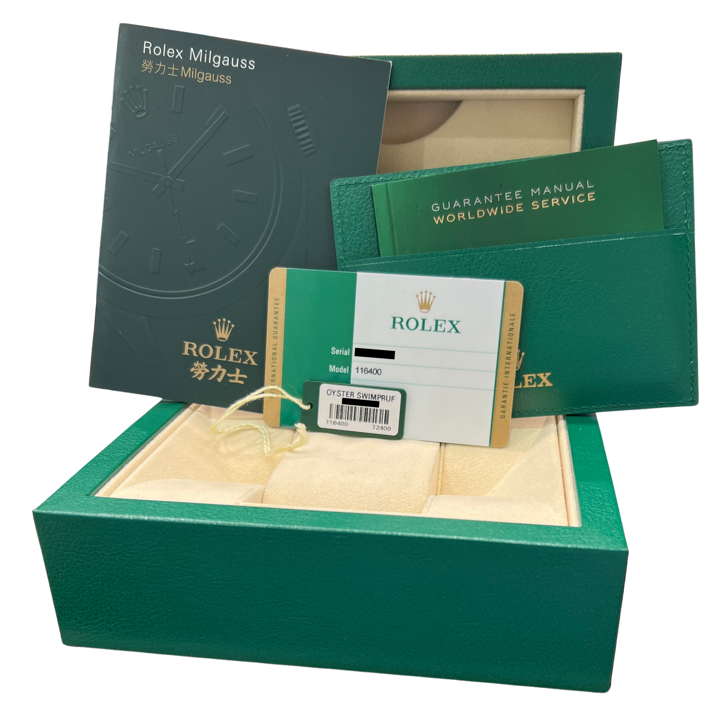 2017 PAPERS Rolex Milgauss White Orange Stainless Steel 40mm Watch 116400 BOX