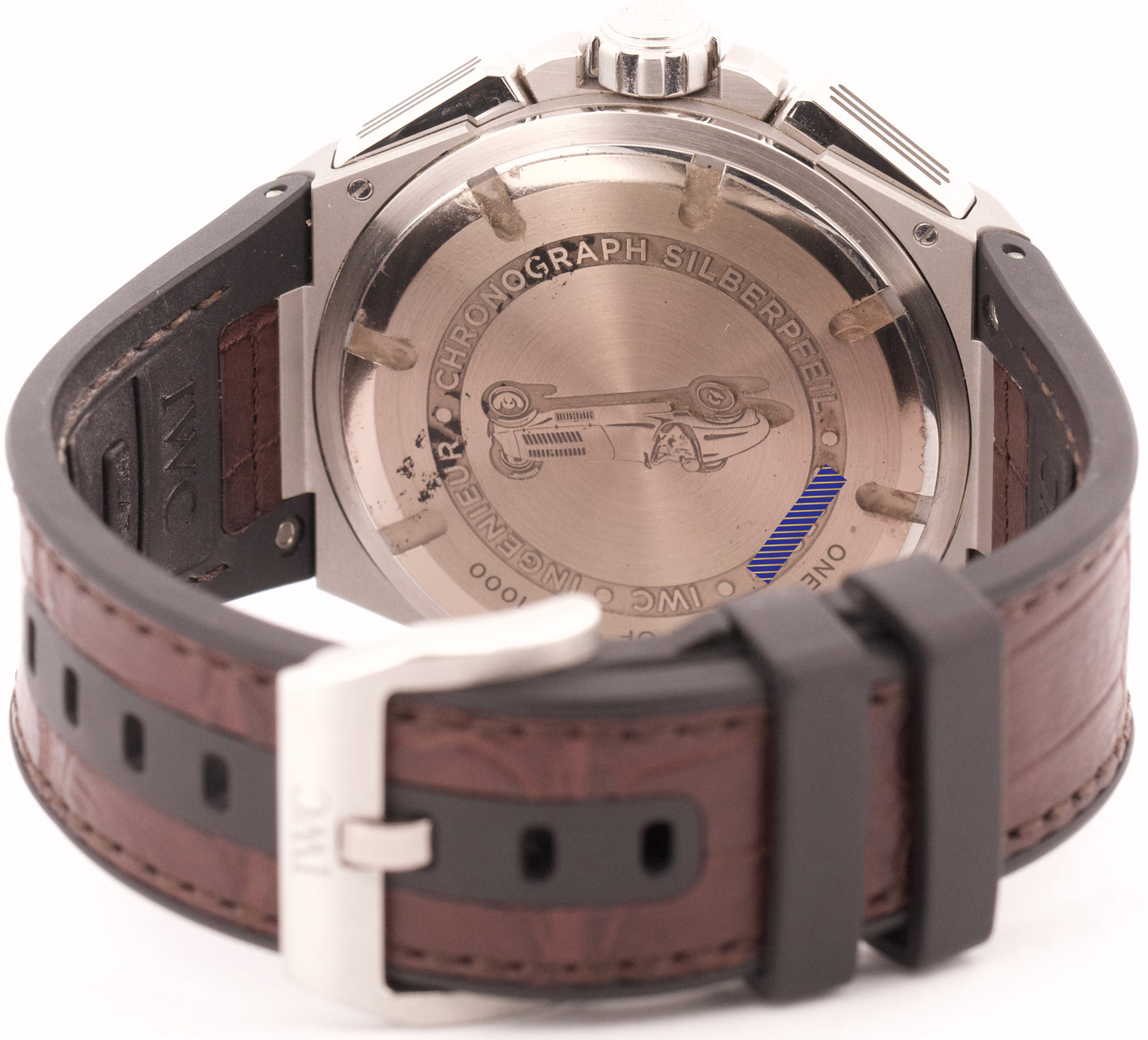 IWC Ingenieur Silver Arrow Chronograph Leather Rubber Steel 45mm Watch IW378505