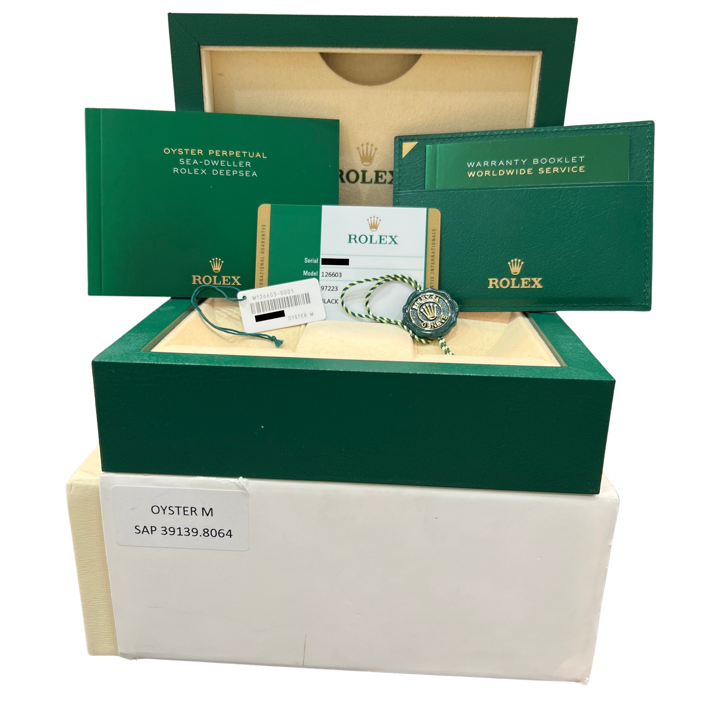 PAPERS Rolex Sea-Dweller 43mm Two-Tone 18K Gold Stainless Black 126603 Watch BOX