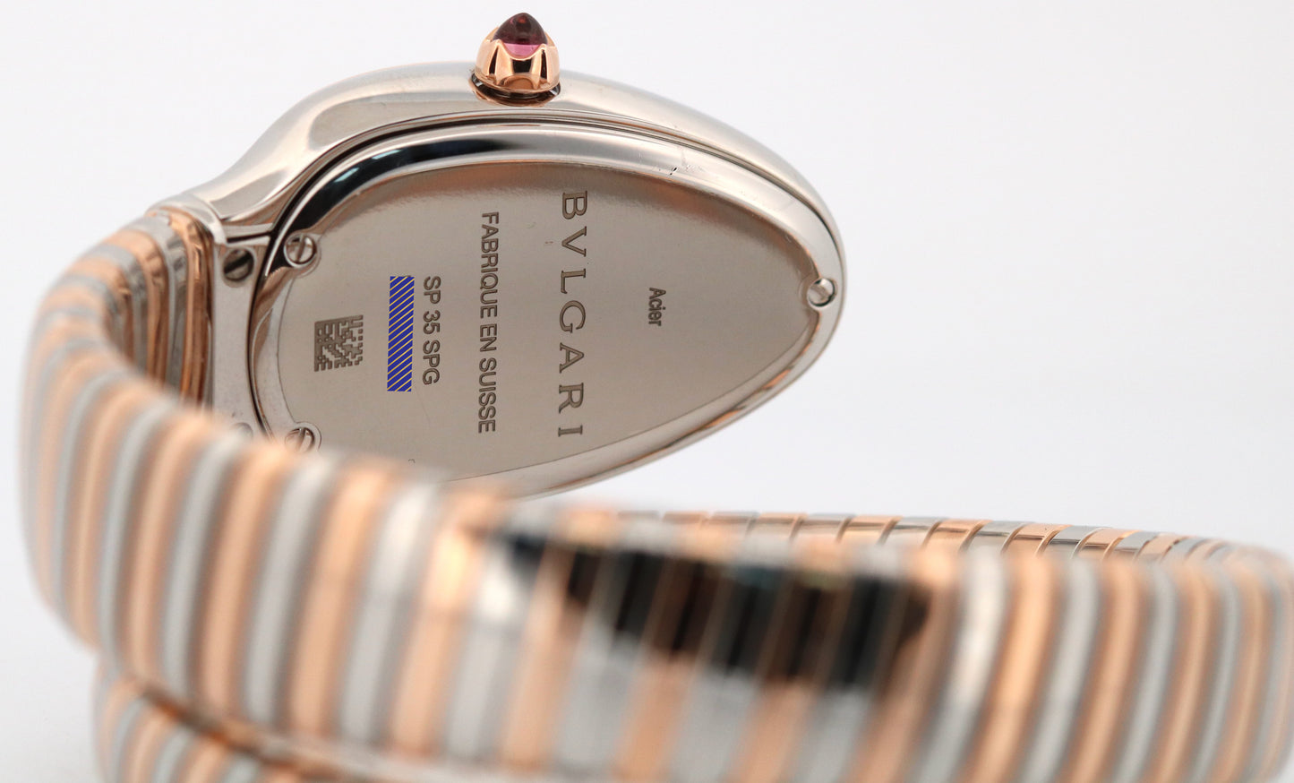 BVLGARI Bulgari Serpenti Tubogas SILVER WHITE 35mm 18K Gold Steel 102123 BOX