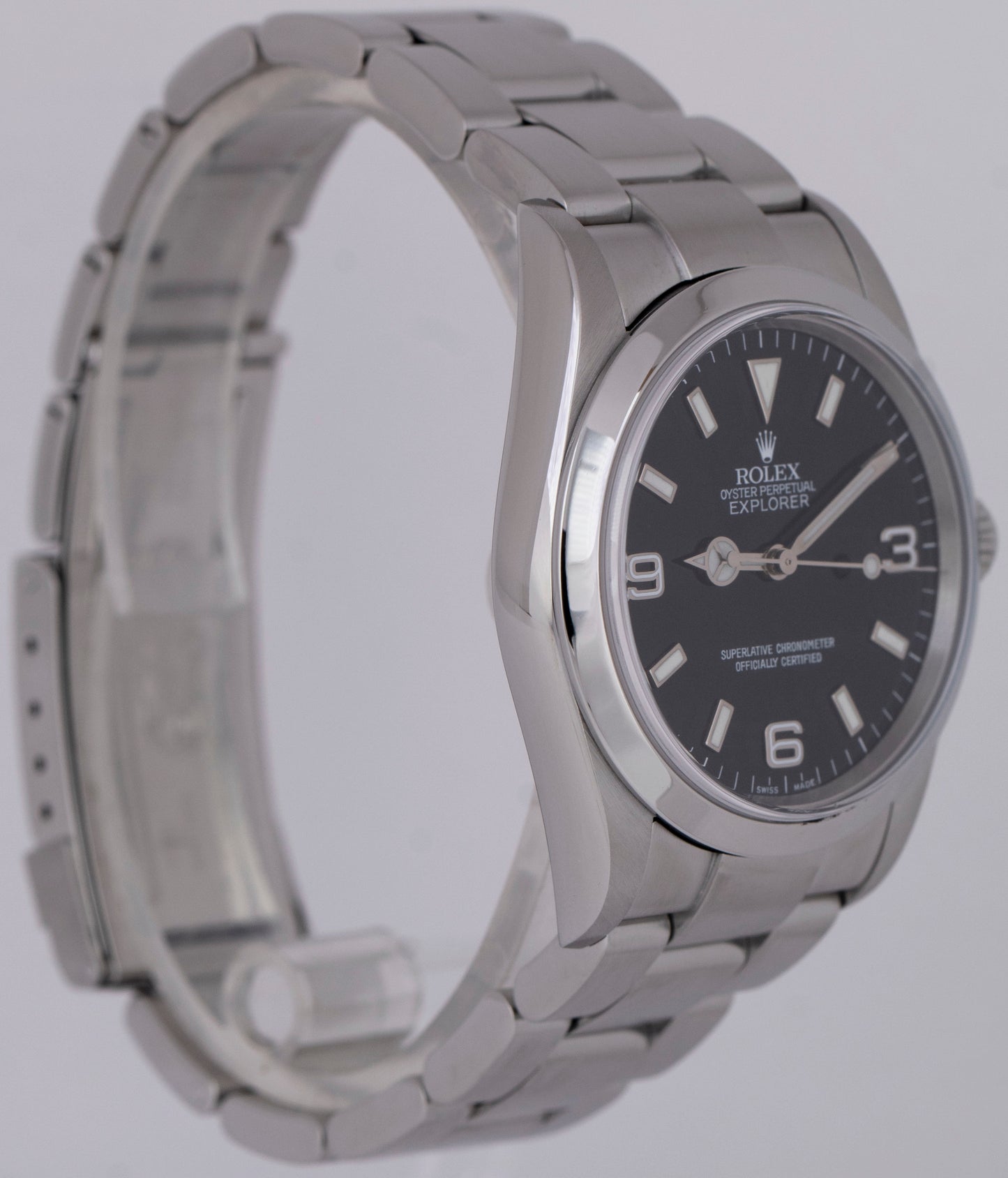 MINT Rolex Explorer I Black 36mm 3-6-9 Stainless Steel Oyster Watch 114270