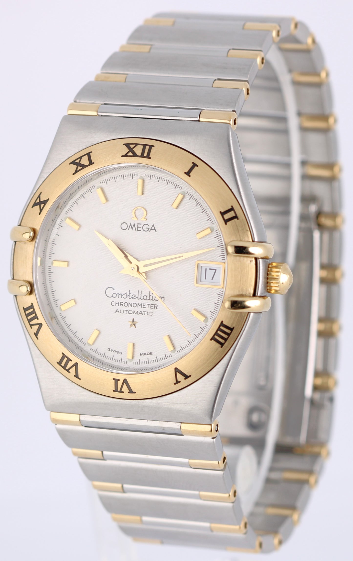 Omega Constellation Two-Tone 18k Yellow Gold Steel Silver 35.5mm 1202.30 Watch