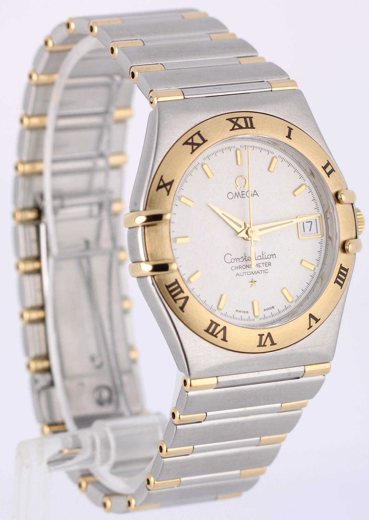 Omega Constellation Two-Tone 18k Yellow Gold Steel Silver 35.5mm 1202.30 Watch