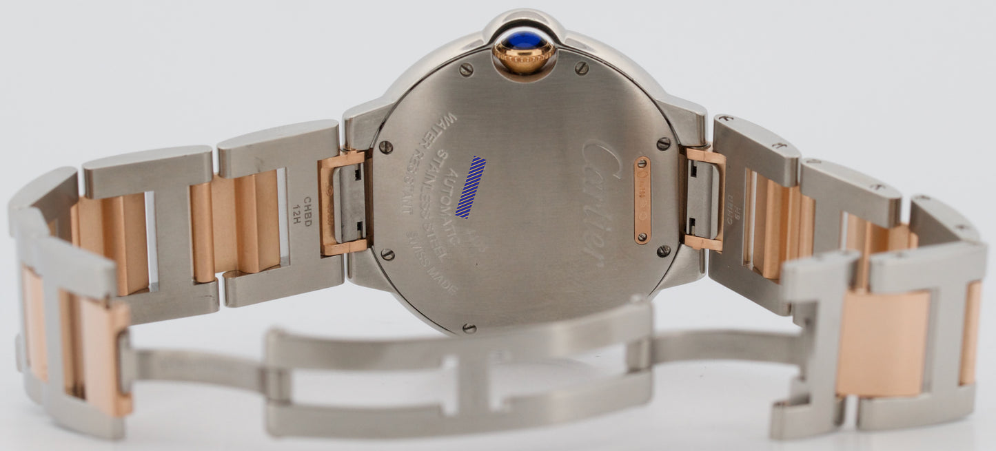 PAPERS Ladies Cartier Ballon Bleu 18K Gold Steel Automatic 36mm 4406 W2BB0033