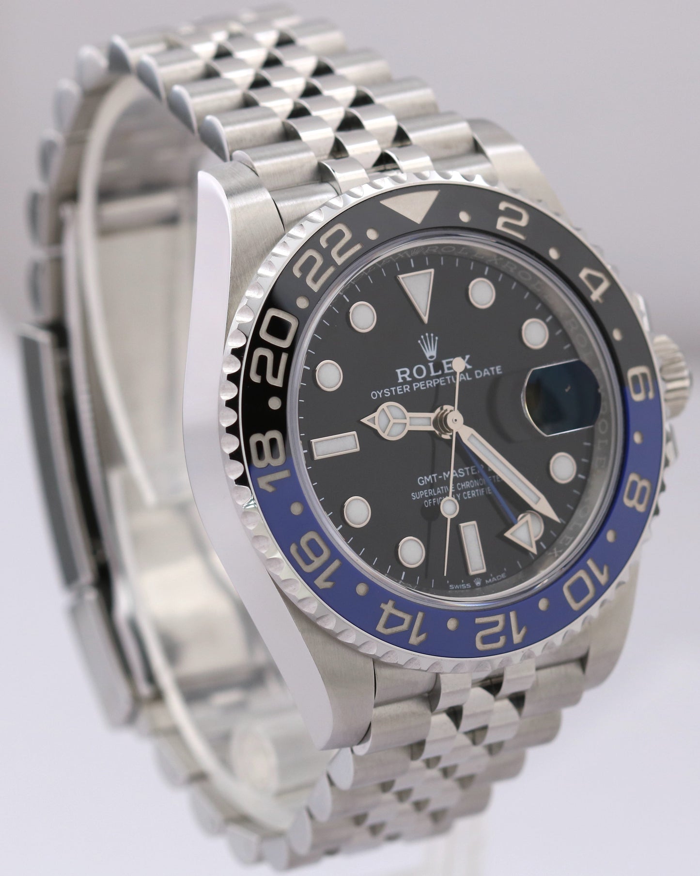 MINT Rolex GMT-Master II BATGIRL Blue Black JUBILEE Stainless 40mm 126710 BLNR