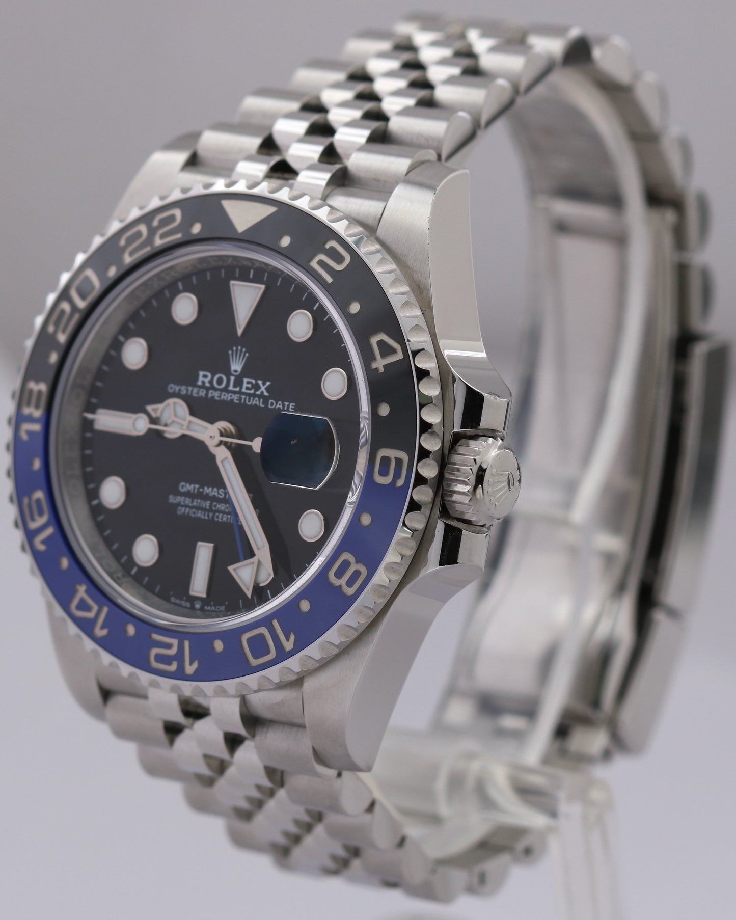 MINT Rolex GMT-Master II BATGIRL Blue Black JUBILEE Stainless 40mm 126710 BLNR