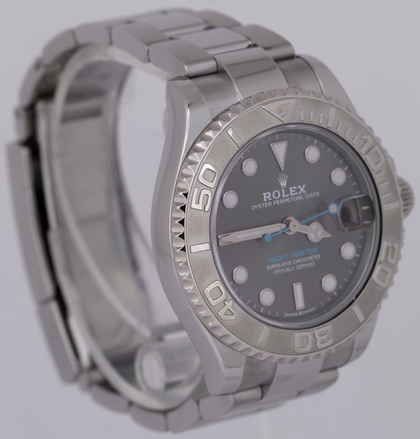 MINT 2023 Rolex Yacht-Master Midsize Stainless Steel RHODIUM Blue 37mm 268622