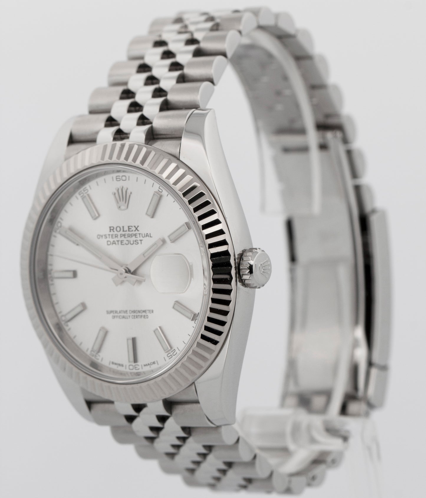 Rolex DateJust 41 SILVER Stainless Steel Jubilee 41mm 126334 Fluted Watch