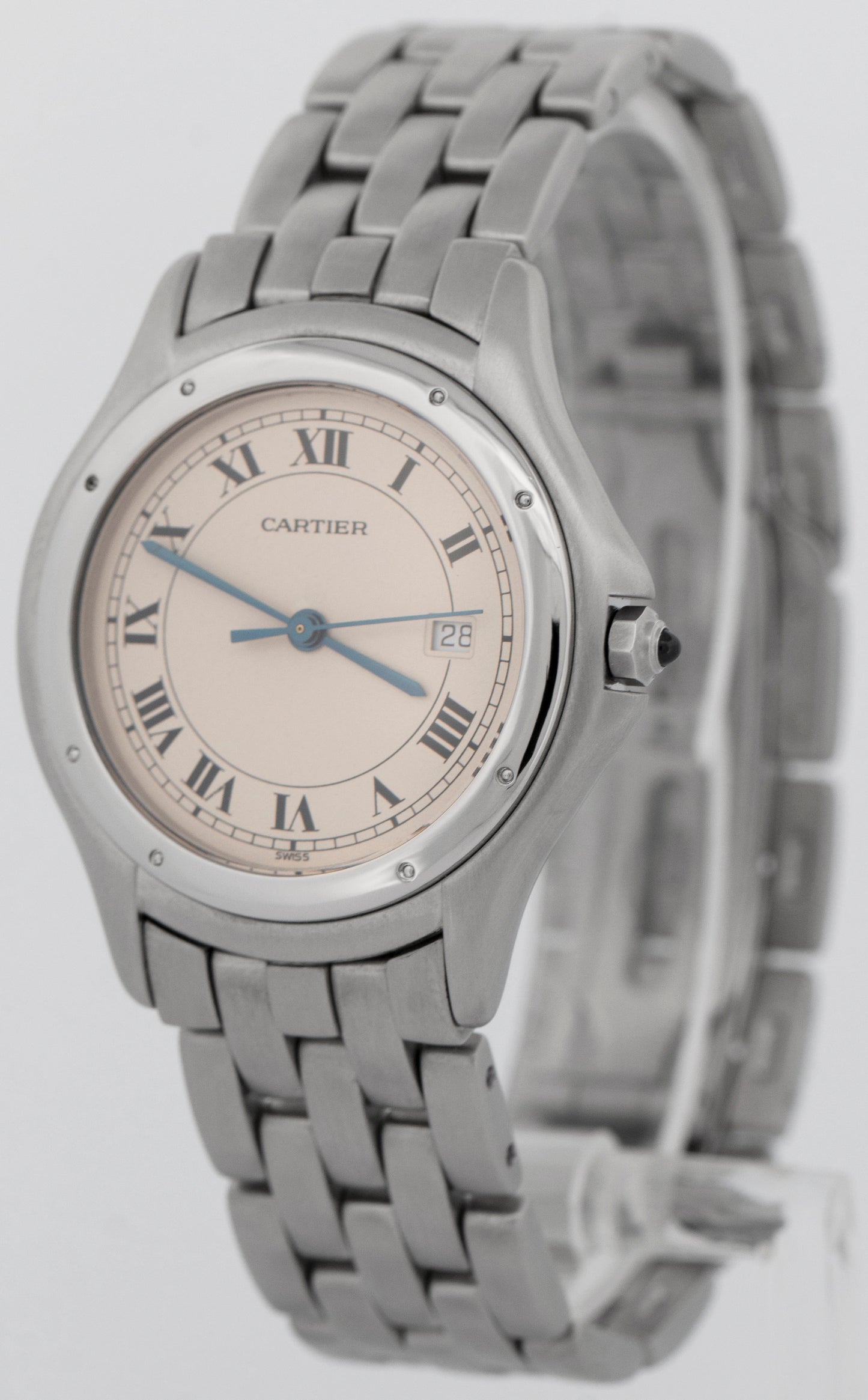 Ladies Cartier Panthere Cougar 33mm Ivory Stainless Steel Quartz Watch 987904