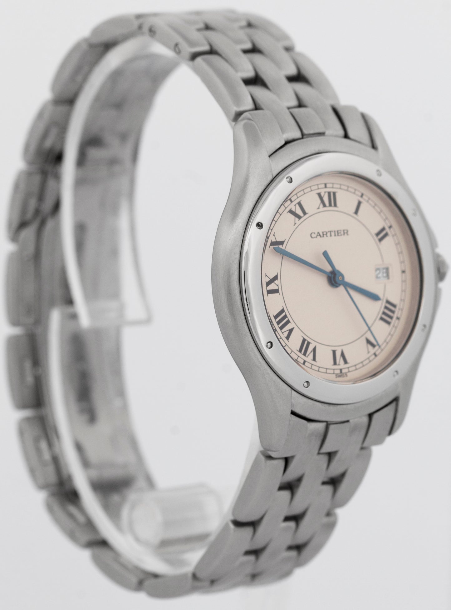 Ladies Cartier Panthere Cougar 33mm Ivory Stainless Steel Quartz Watch 987904
