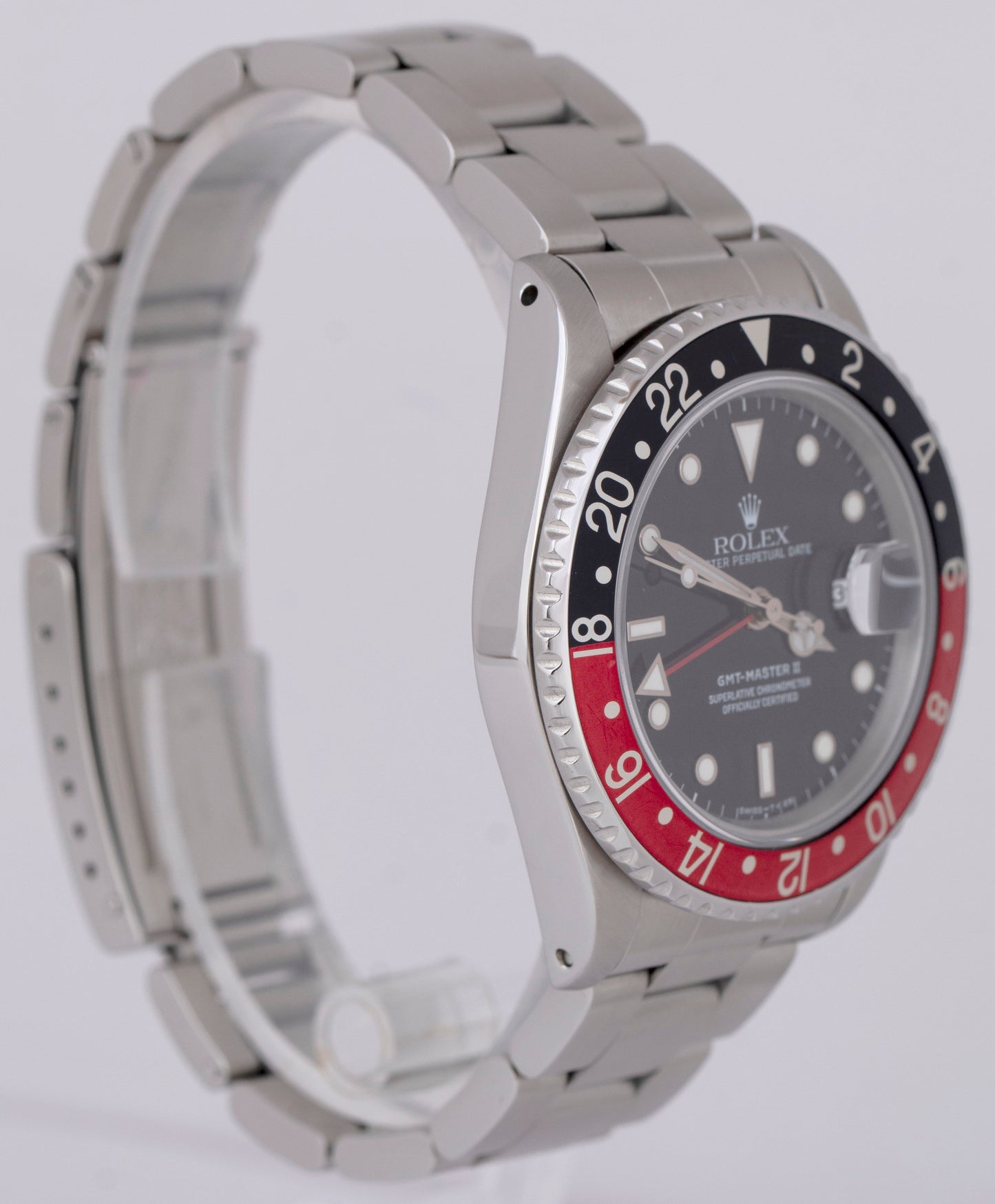 MINT 1989 Rolex GMT-Master II COKE Stainless Steel Black Red Oyster Watch 16710