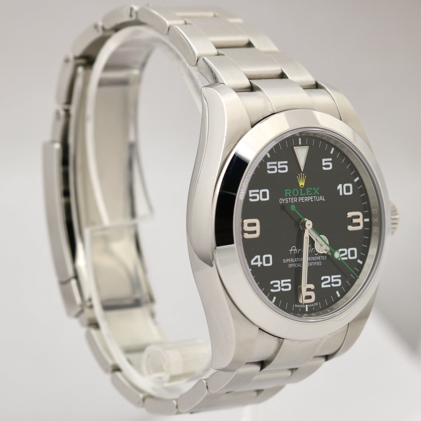 MINT 2021 Rolex Air-King 40mm Green Black Stainless 116900 PAPERS Watch B+P