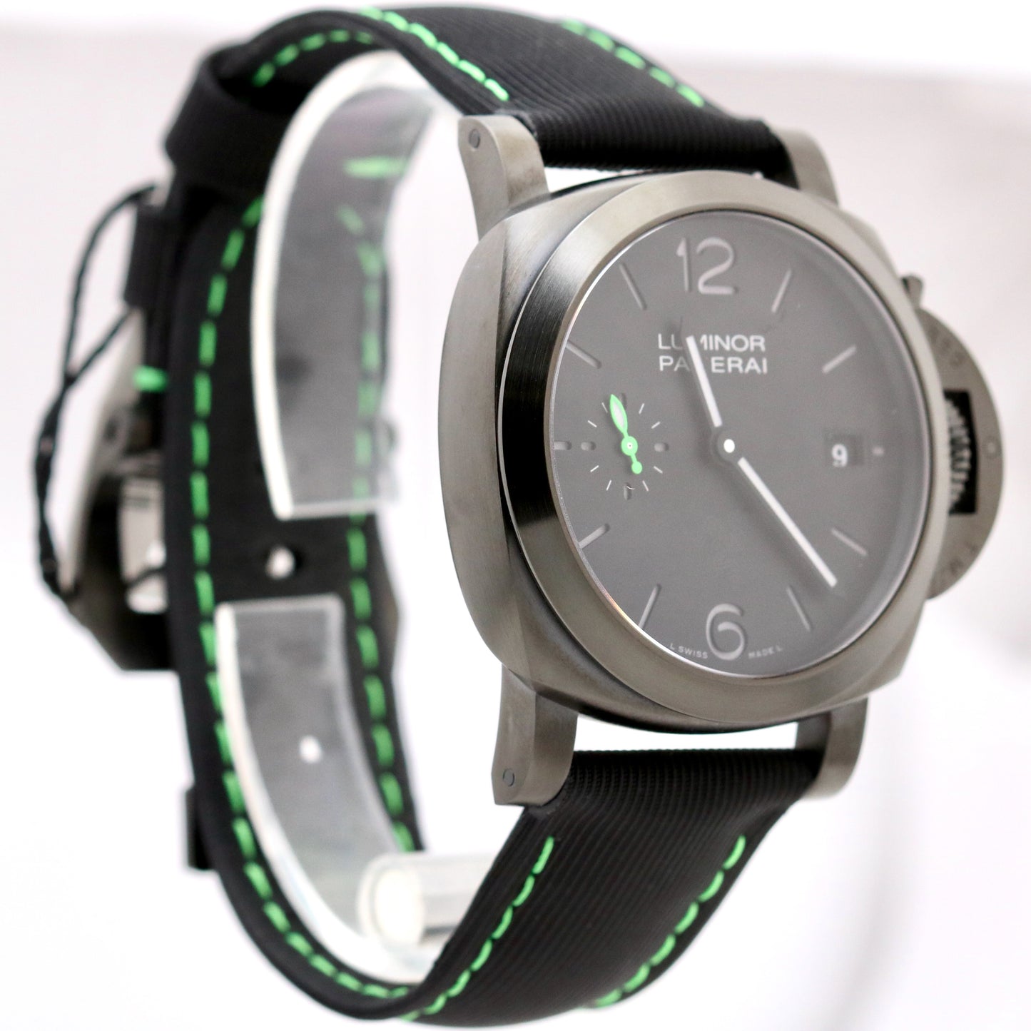 NEW PAPERS Panerai Luminor Quaranta Razer 40mm Black Green eSteel PAM01353 B+P