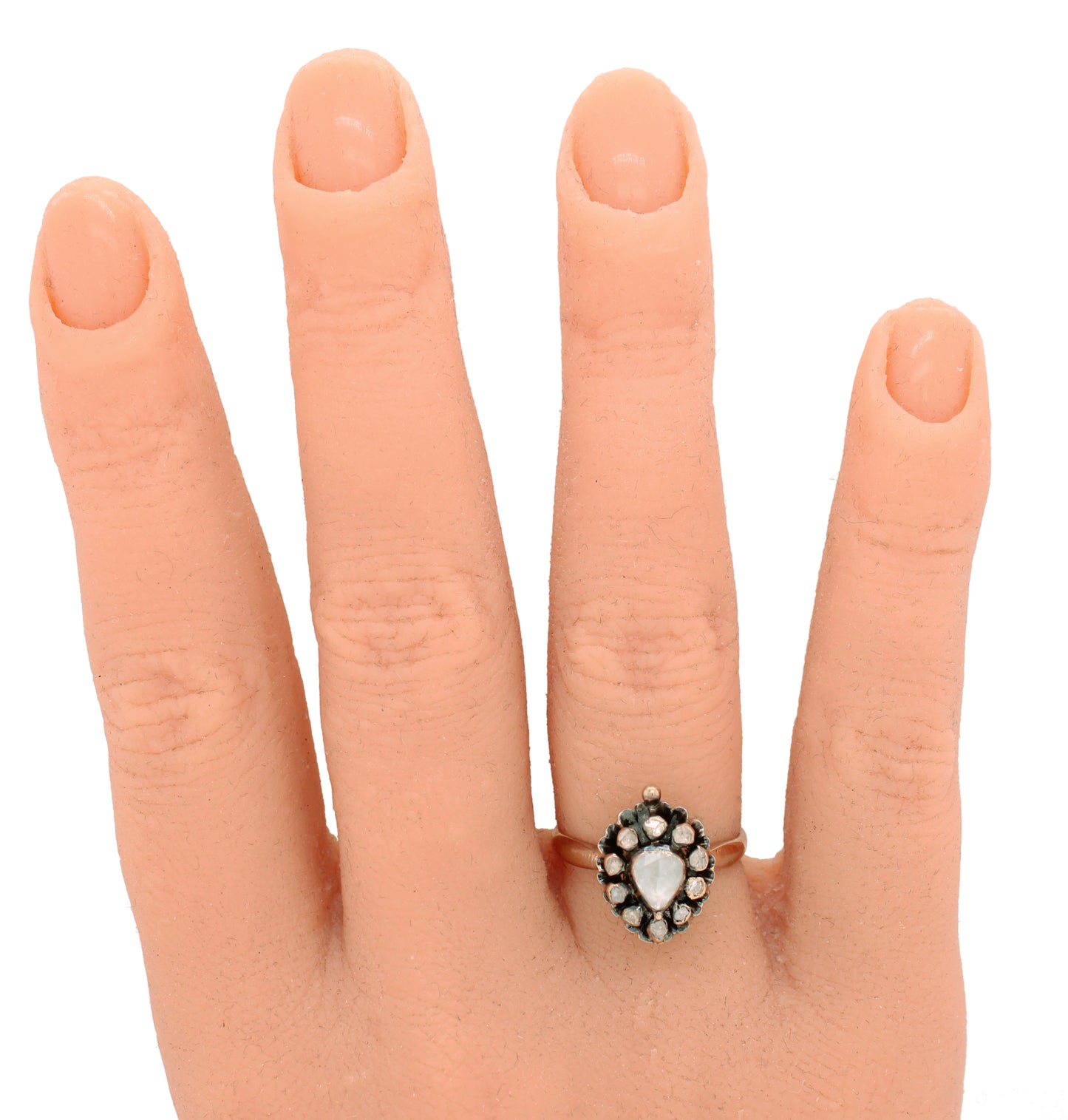 Antique Victorian 0.85ctw Pear Cut Diamond Engagement Ring - 14k Rose Gold