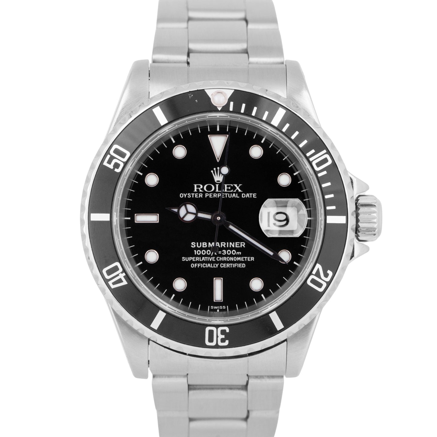 PAPERS Rolex Submariner Date 40mm Black Swiss Only Steel Oyster 16610 Watch BOX