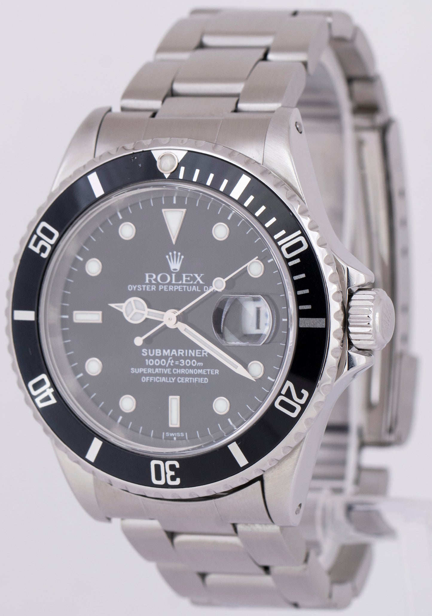 PAPERS Rolex Submariner Date 40mm Black Swiss Only Steel Oyster 16610 Watch BOX
