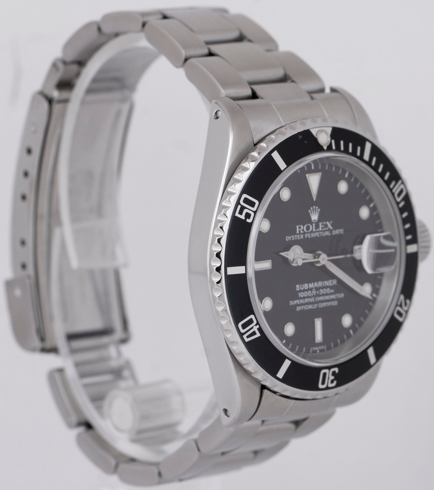 PAPERS Rolex Submariner Date 40mm Black Swiss Only Steel Oyster 16610 Watch BOX