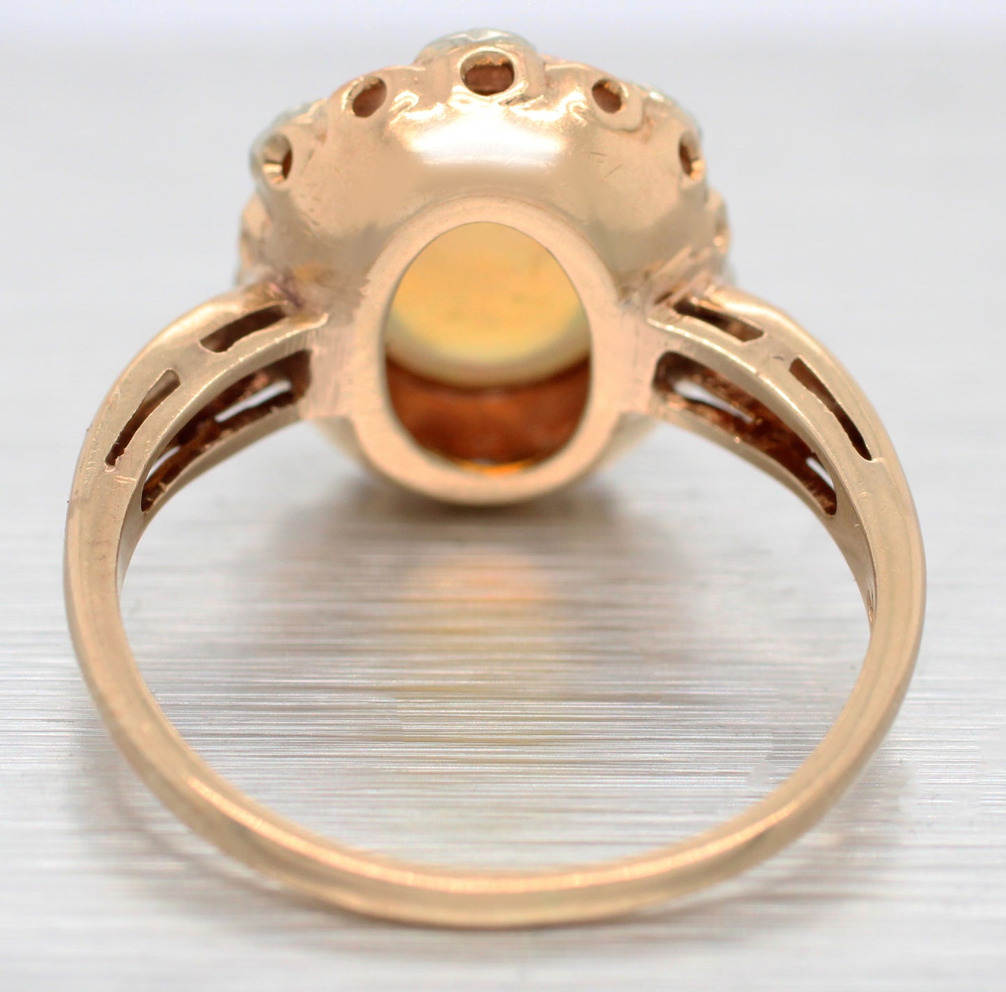 Antique Art Deco 3.20ct Crystal Opal Cocktail Ring | 14k Yellow Gold, Tri-Color Accents