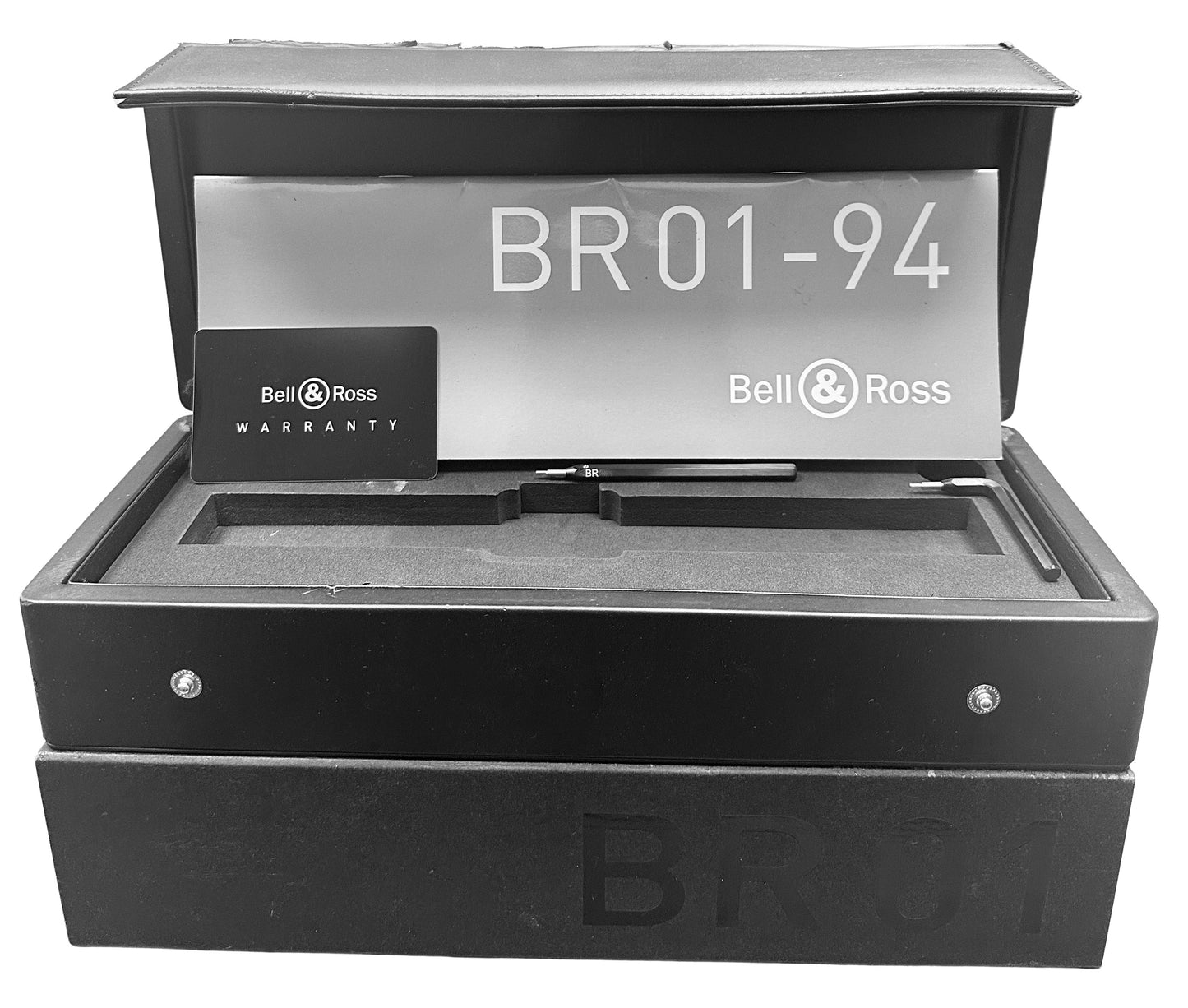 Bell & Ross PAPERS BR 01-94 Red Chronograph Aviation Steel 46mm Watch BOX