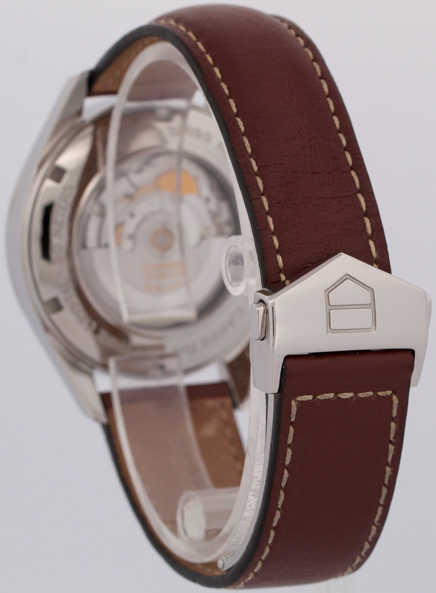 MINT Tag Heuer Carrera Date Calibre 5 Steel SILVER 38mm Leather WV211A-0 Watch