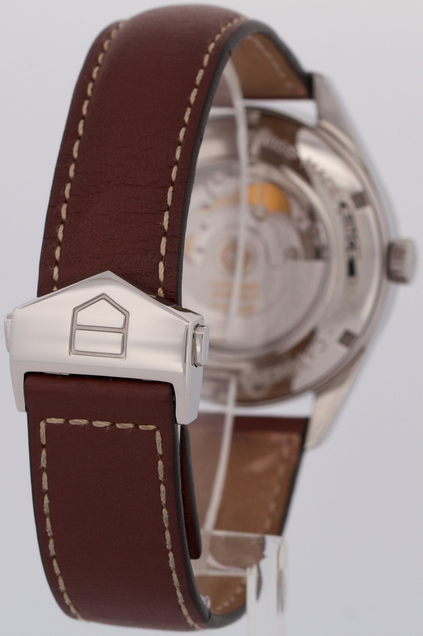 MINT Tag Heuer Carrera Date Calibre 5 Steel SILVER 38mm Leather WV211A-0 Watch