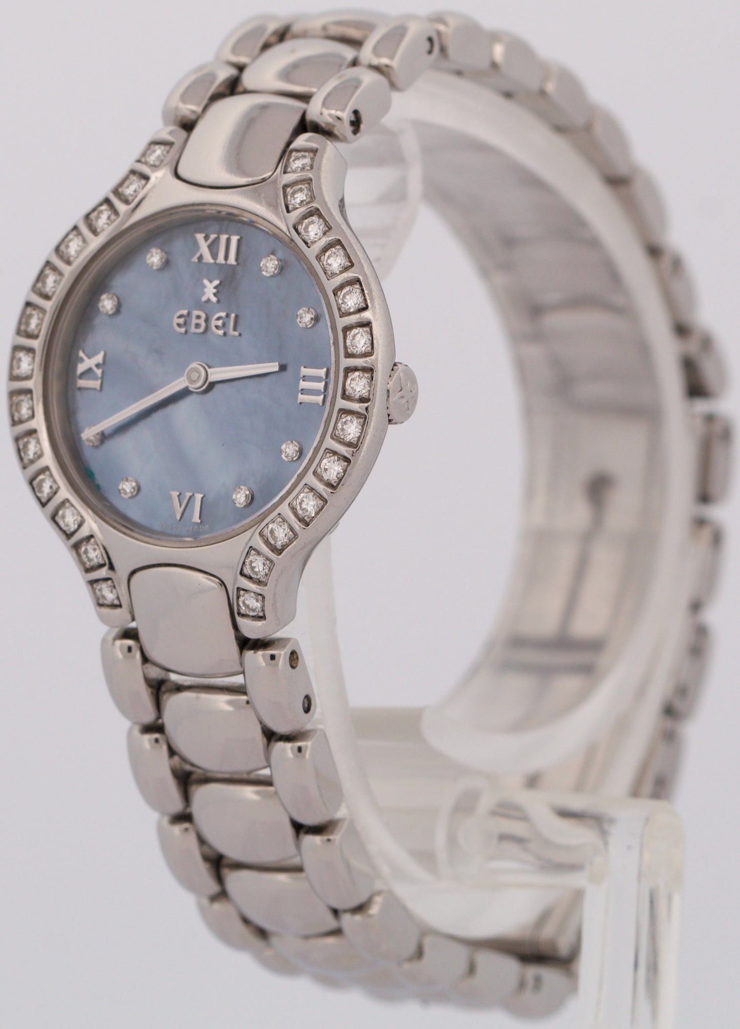 PAPERS Ladies Ebel Beluga Steel MOTHER OF PEARL DIAMOND Quartz 25mm E9976418 BOX