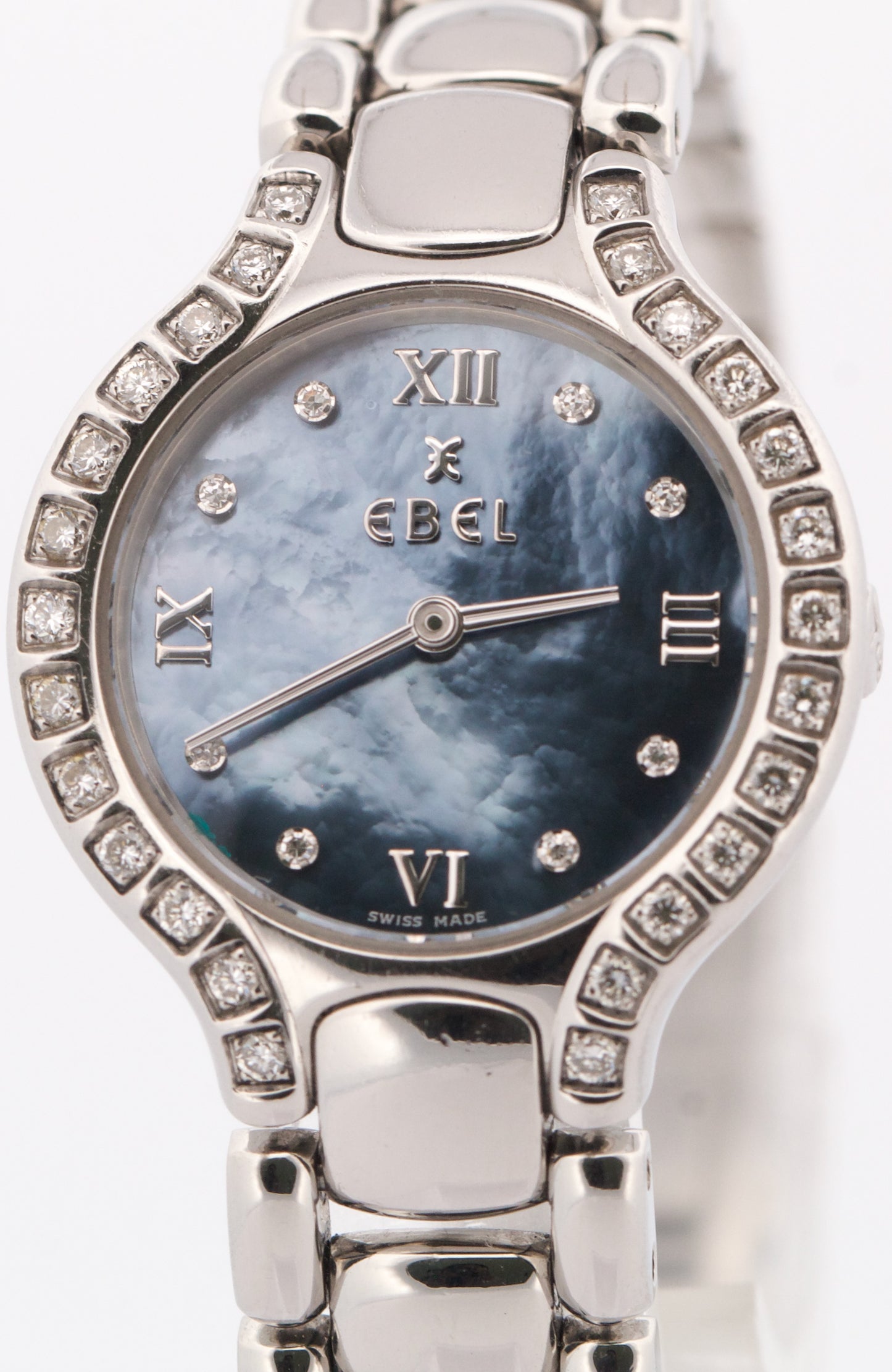 PAPERS Ladies Ebel Beluga Steel MOTHER OF PEARL DIAMOND Quartz 25mm E9976418 BOX