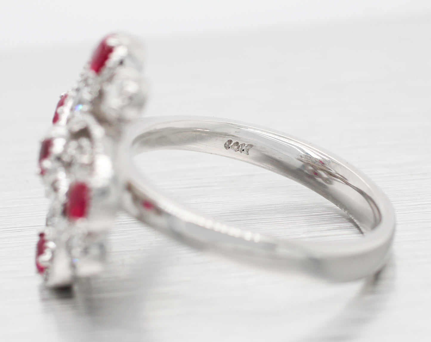 Antique Art Deco 0.30 ctw Ruby & Diamond Swirl Cocktail Ring - 14k White Gold