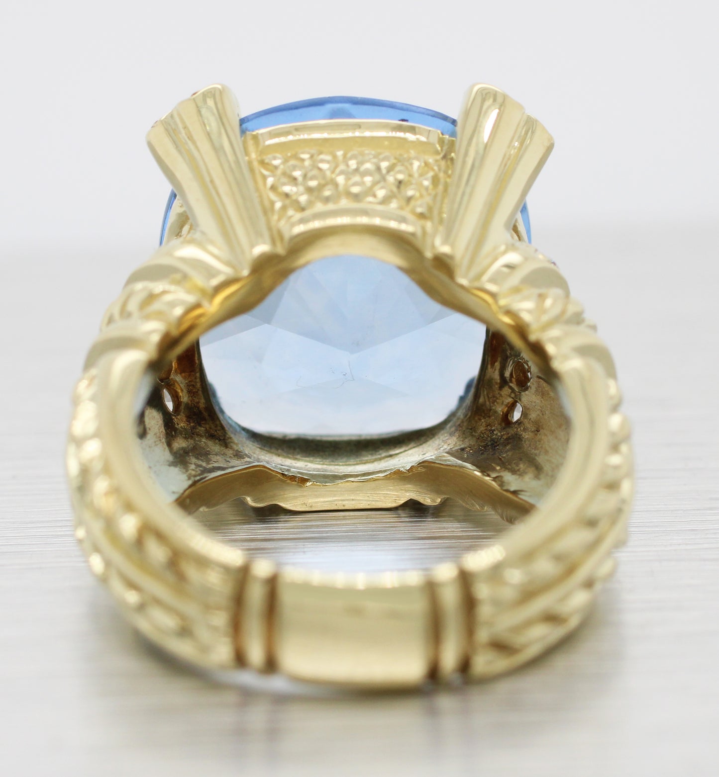 Judith Ripka Monaco Large Blue Quartz & Diamond Cocktail Ring - 18k Yellow Gold