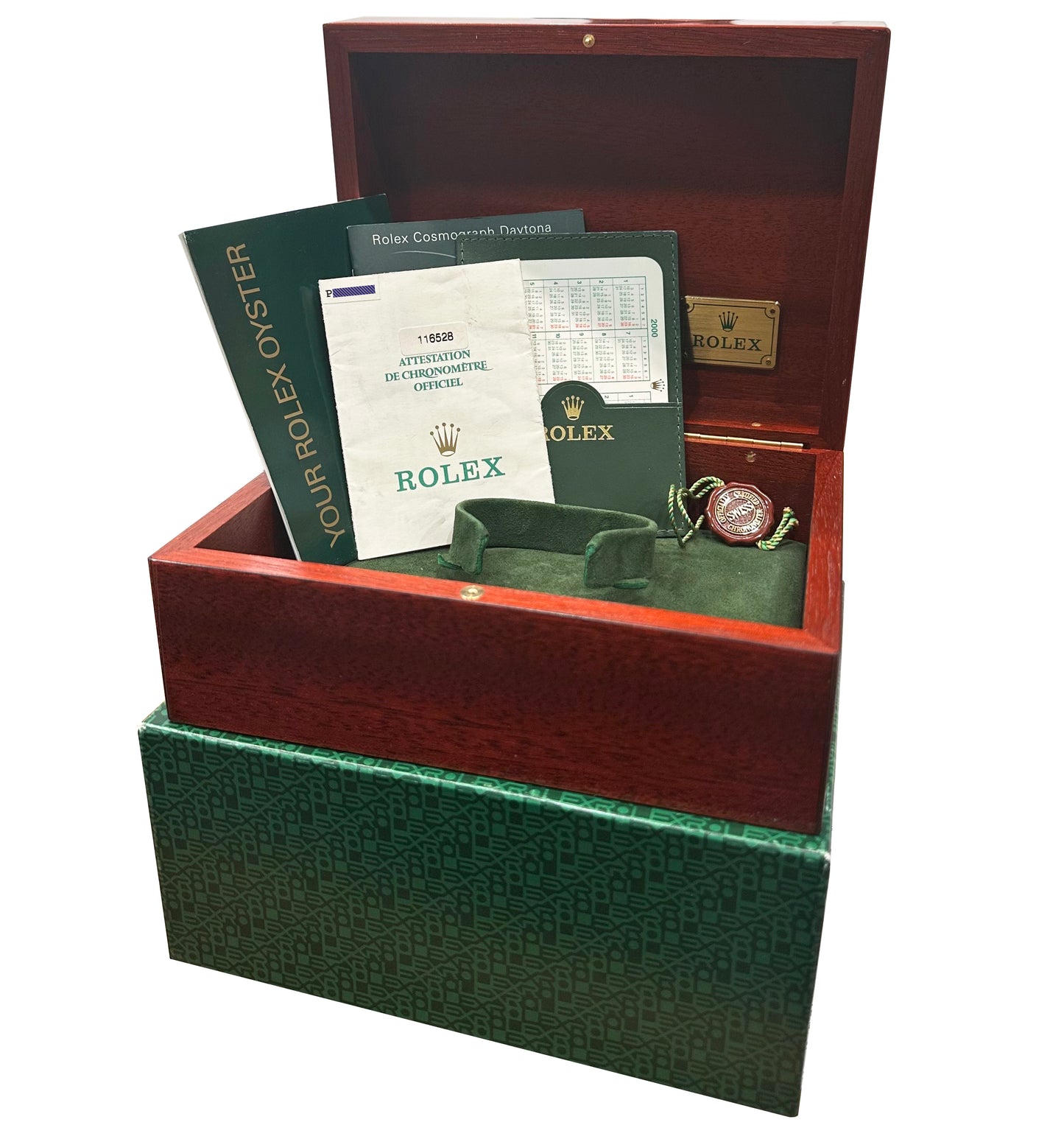 Rolex Daytona FACTORY DIAMOND RUBY PAVE 40mm Yellow Gold 116528 Watch BOX PAPERS