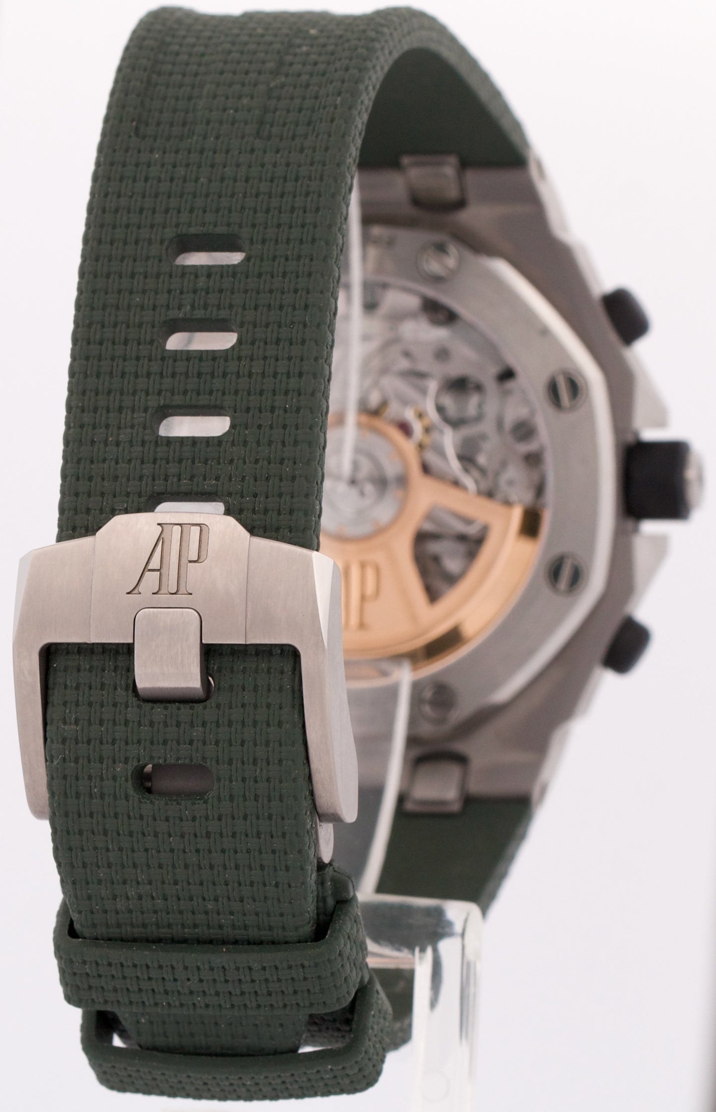 PAPERS Audemars Piguet Royal Oak Offshore GREEN Rubber 42mm TITANIUM 26238TI BOX