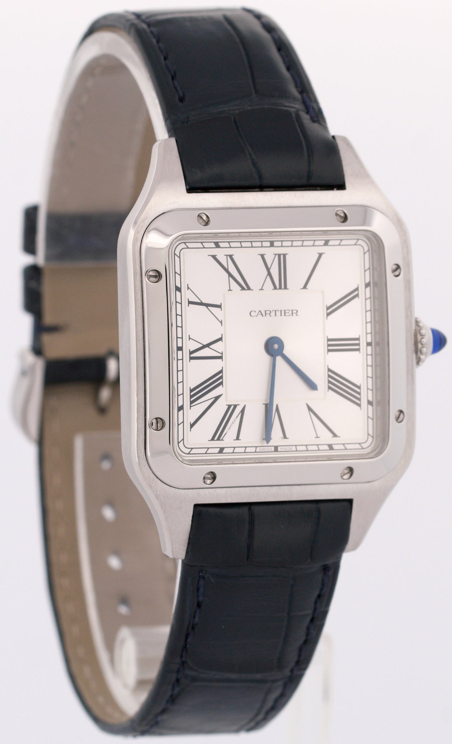 MINT PAPERS Cartier Santos Dumont SILVER Leather Quartz 4228 WSSA0022 31.4mm BOX