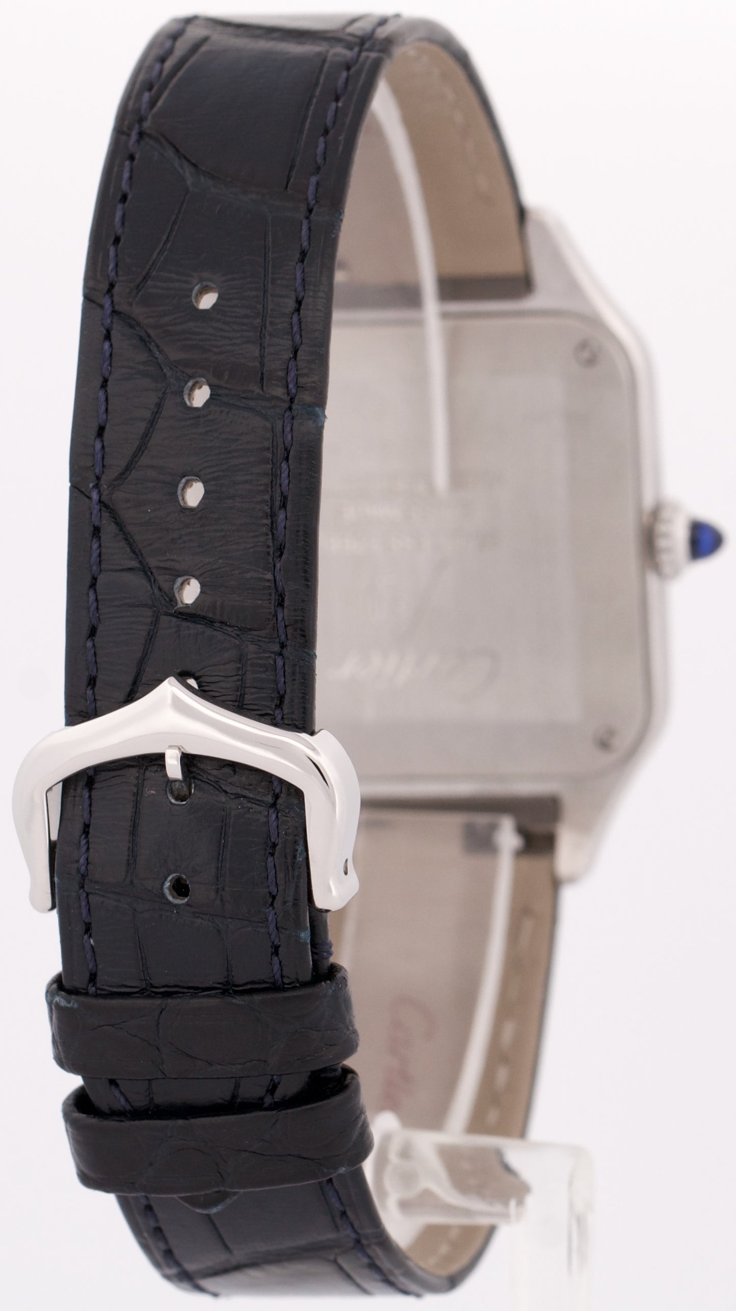 MINT PAPERS Cartier Santos Dumont SILVER Leather Quartz 4228 WSSA0022 31.4mm BOX