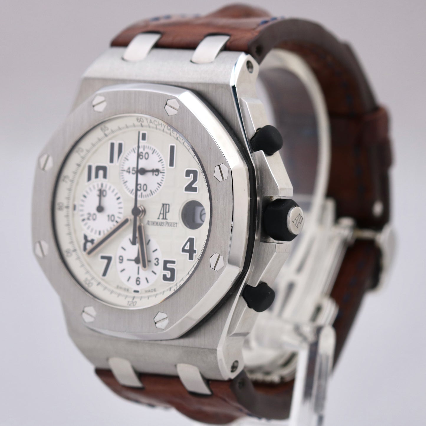 Audemars Piguet Royal Oak Offshore Ivory SAFARI Steel Brown Leather 42mm 26170ST