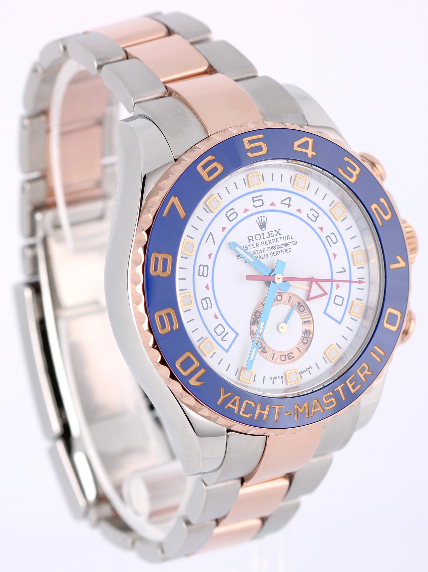 Rolex Yacht-Master II 44mm BLUE HANDS Two-Tone 18K Rose Gold Steel 116681 Watch