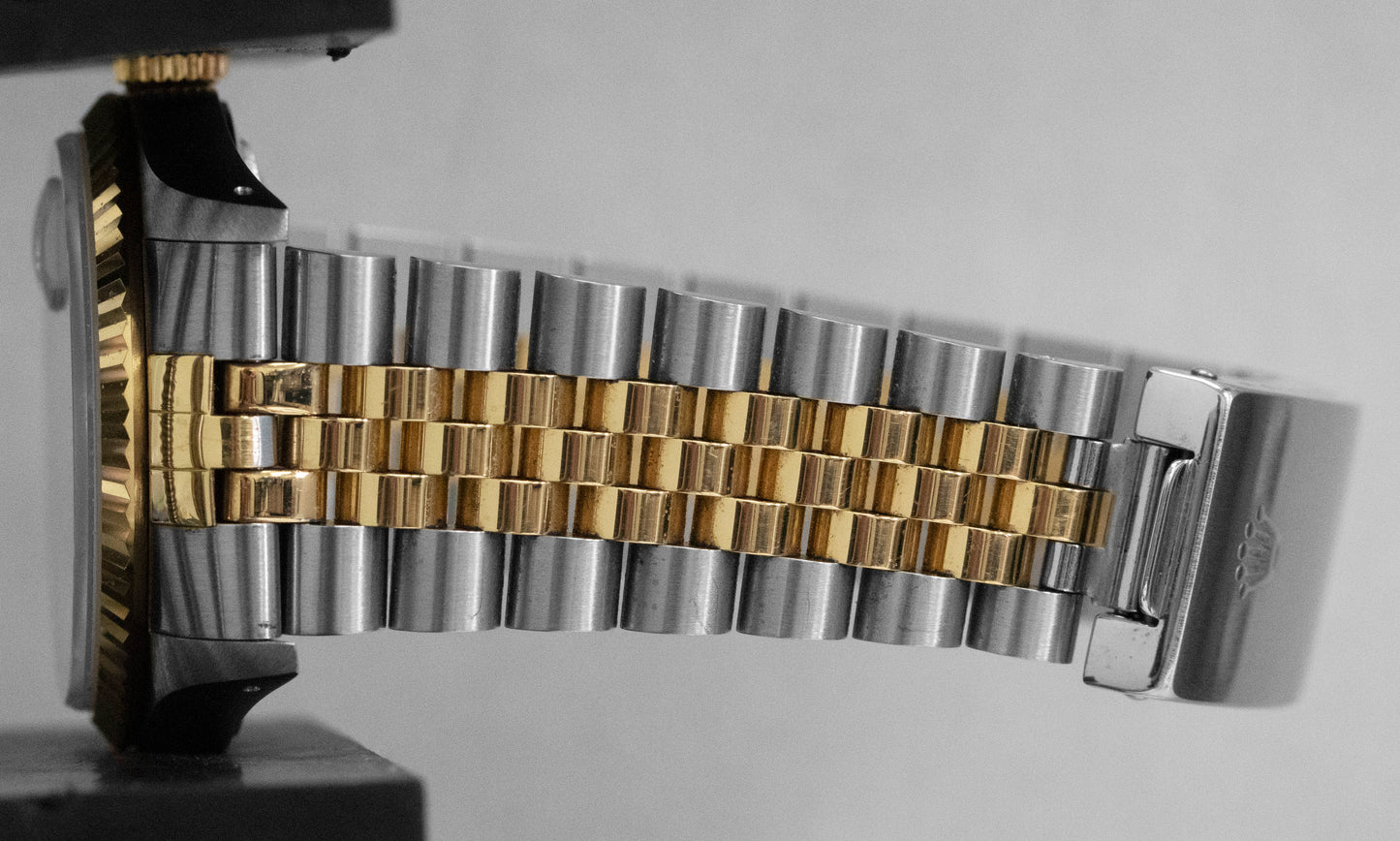 1993 PAPERS Rolex DateJust WHITE Two-Tone 18K Yellow Gold 36mm 16233 Watch BOX
