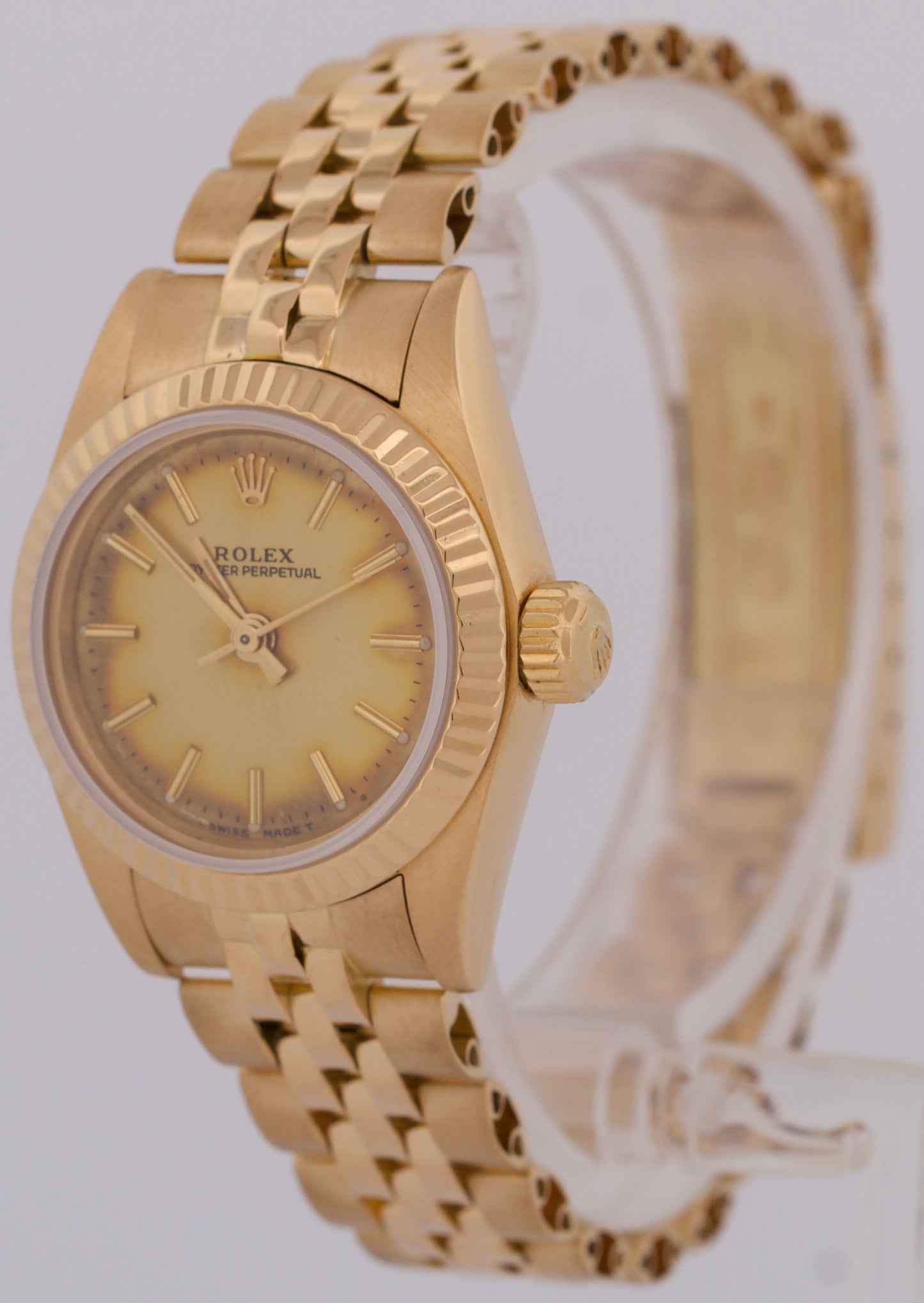 RSC Ladies Rolex Oyster Perpetual 26mm CHAMPAGNE 18K Yellow Gold JUBILEE 67198