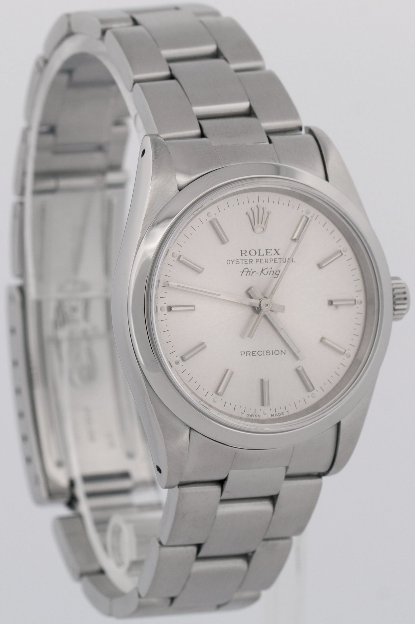 1990 Rolex Oyster Perpetual Air-King SILVER 34mm Stainless Stainless Watch 14000